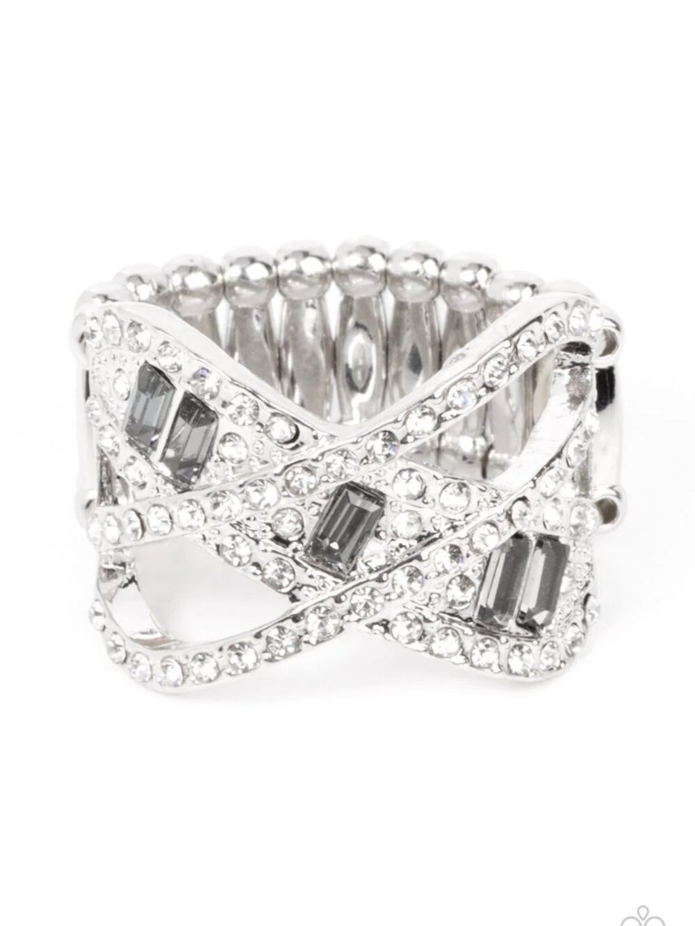 Paparazzi Jewelry Accessories - Triple Threat Twinkle - Silver Ring - Vintage - Picture 2 of 4